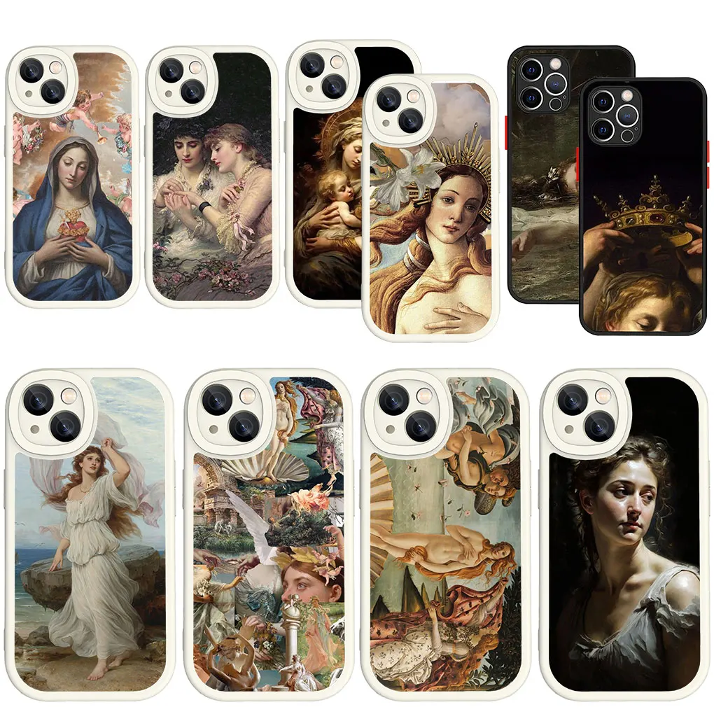 Pittura Rinascimentale Art White Black Soft Phone Cover Per Apple Iphone 15 14 Plus 13 12 11 Pro Max + 14 + 15 + Silicone Casec