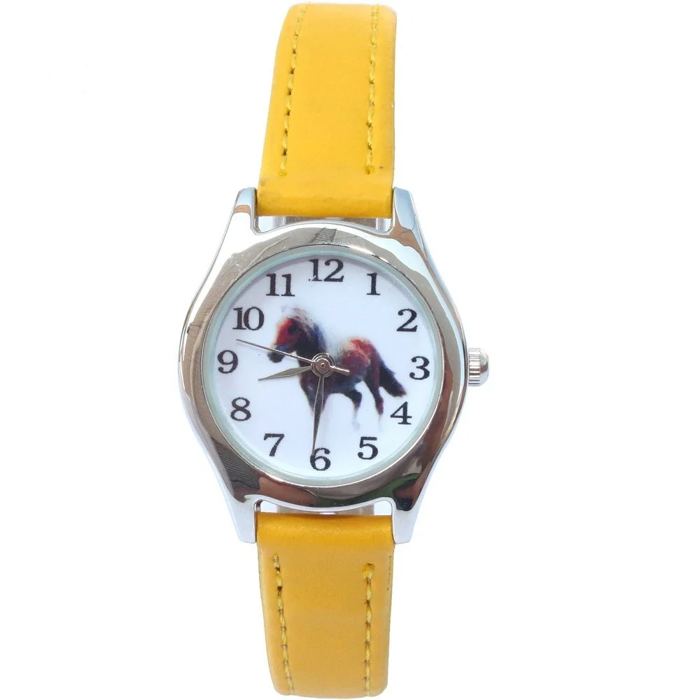 Cute Girl Ladies Watch Kids Watches Horse Leather Quartz Student Kids Animal Cartoon Children Wristwatch 9Colors 5