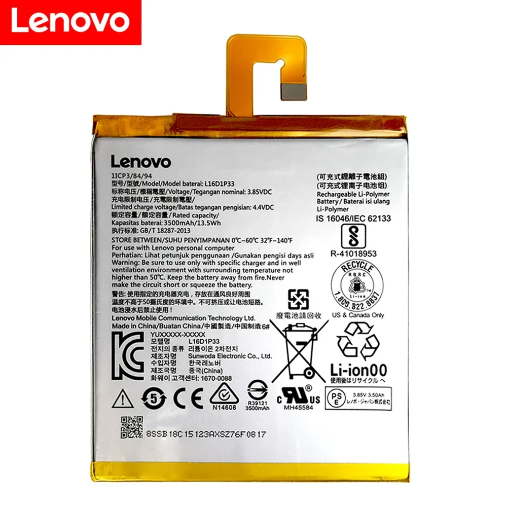 100% Original NEW High Quality 3500mAh  L16D1P33 Battery For Lenovo TAB 7 TB-7504N TB-7504F 7504X Batteries+ Tools