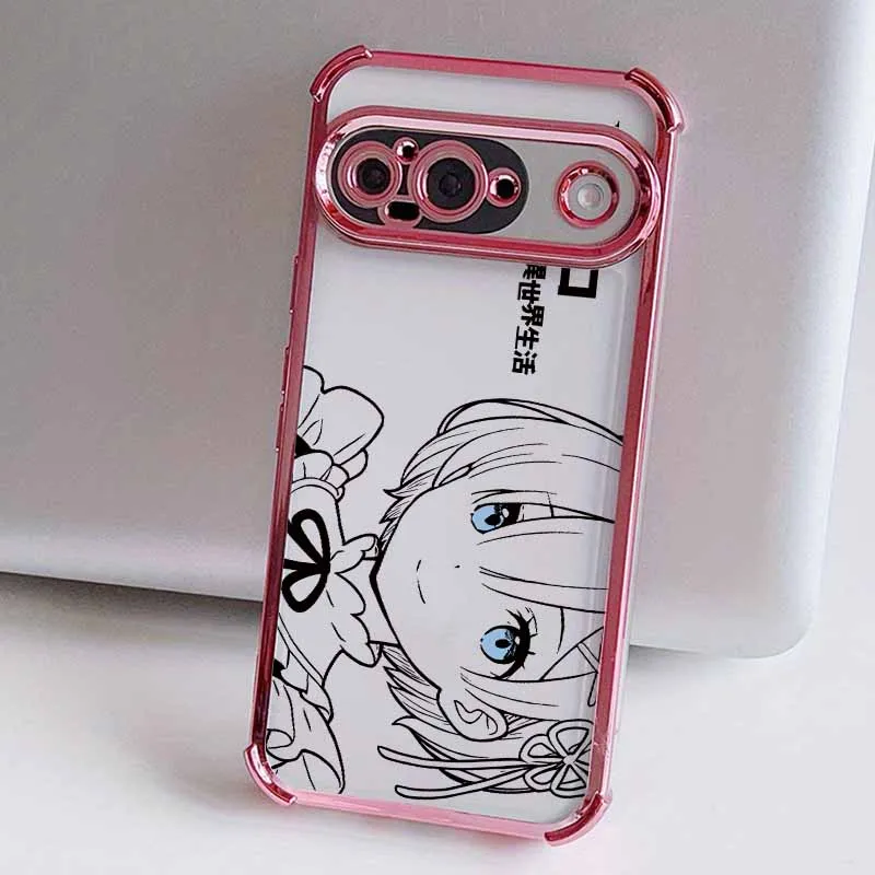 Kawaii Rem Emilia Plating Drop-Proof Transparent Phone Case