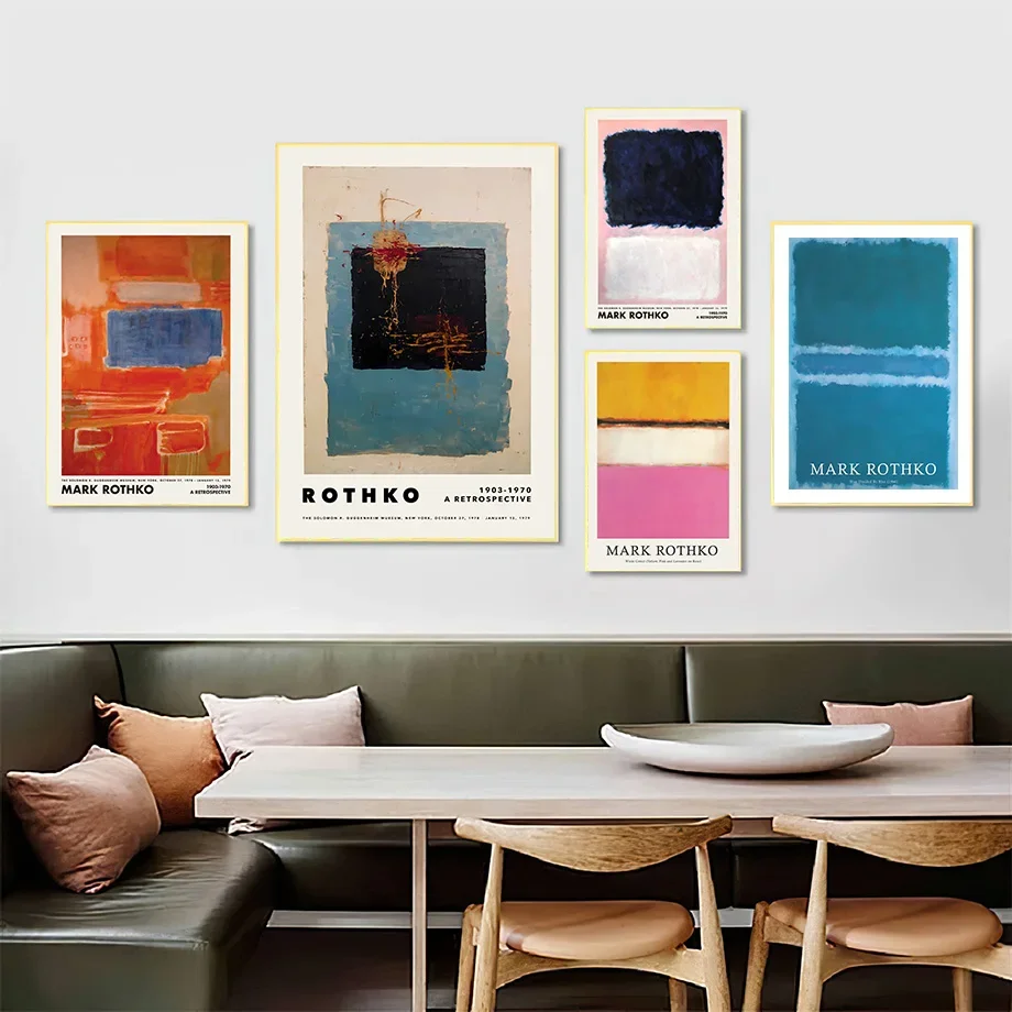 

Abstract Exhibition Museum Poster and Printing Color Block Color Red and Blue Wall Art Canvas Painting Living RoomHomeDecoration