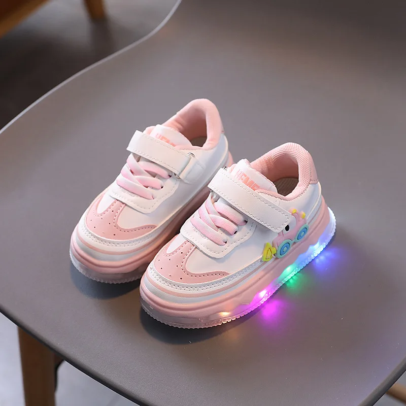 Funny LED Shoes for Children 0-3 Yrs Childhood Baby Boy Flat Shoes Luminous Sole Children Sneaker New Toddler Girls Shoes H06204 4