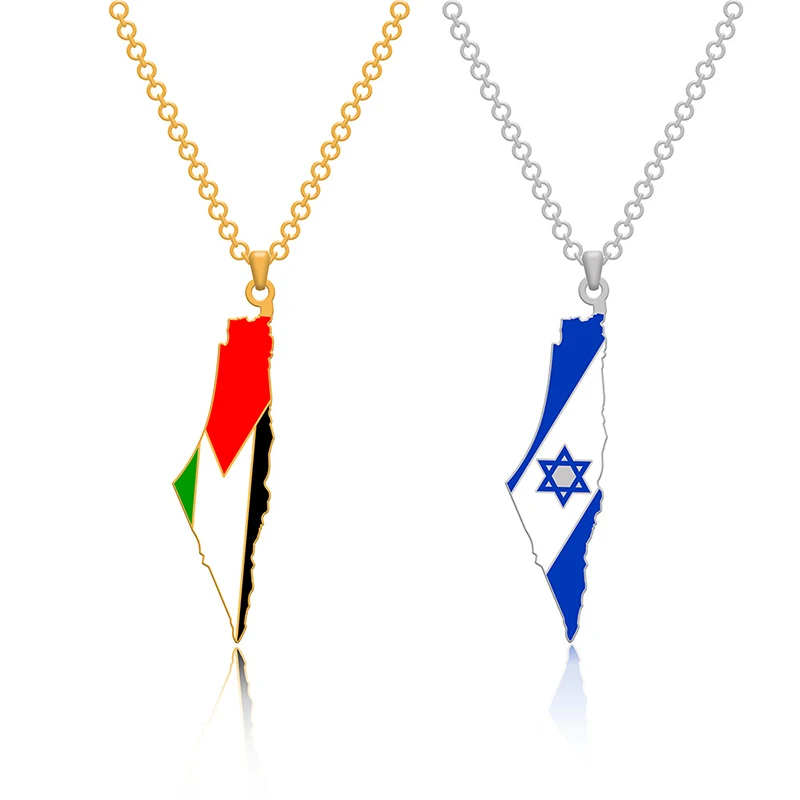 

Stainless Steel Israel Map Pendant Necklace Enamel Jewish Jewelry Israel Map Fashion Jewelry