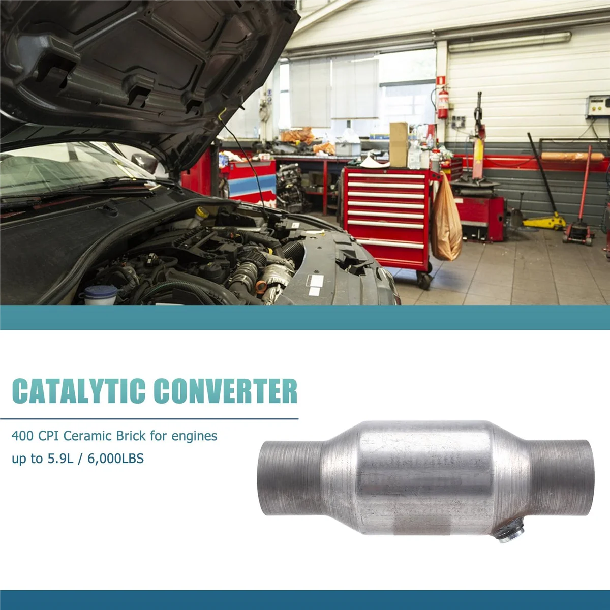 Catalytic converter 2.5inch Spun Universal Catalytic Converter High Flow Stainless Steel 425250 Exhaust Catalytic Converter 1Pcs