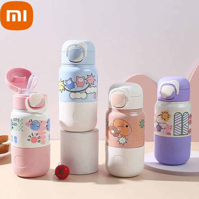 Xiaomi Thermal Water Bottle 316 Stainless Steel Tumbler Children'S Straw  Cup Cartoon Hot Water Thermometer For Baby Drinking Cup - AliExpress