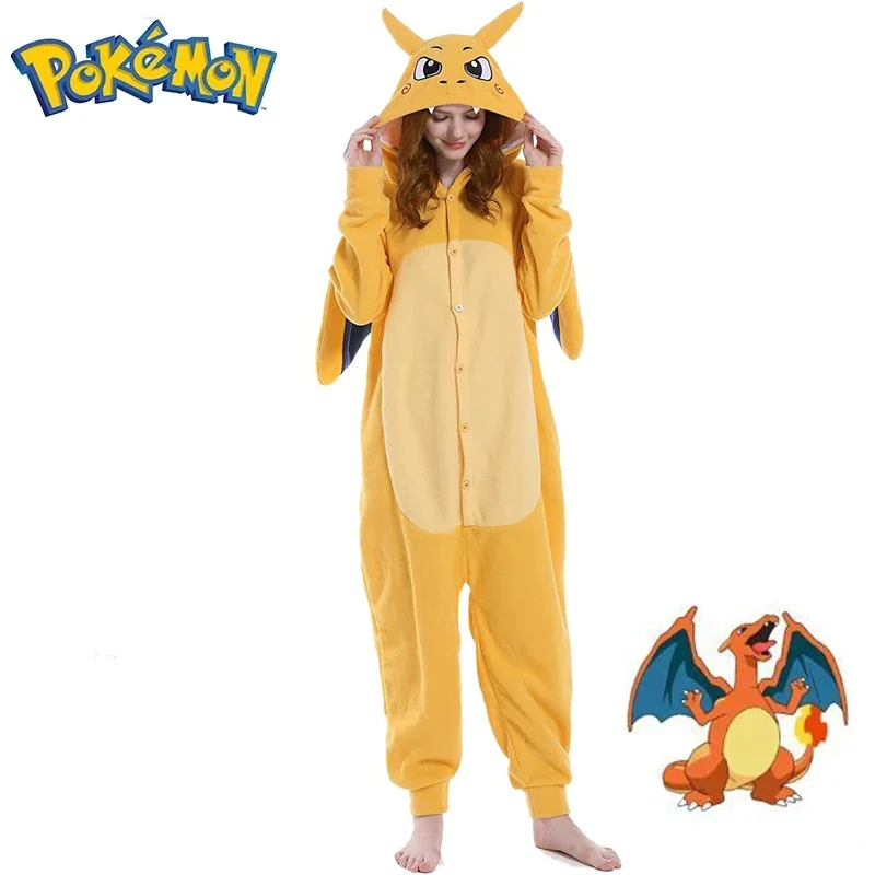 Charizard Tutina Pokemon Costume Cosplay Per Halloween Kigurumi Fleece Full Body Pijama Natale Donna Anime Pigiama Intero