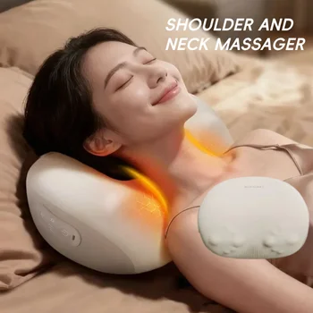 Massaggiatore per il collo senza fili per alleviare l'affaticamento dei tessuti profondi prima di dormire Cuscino per massaggio cervicale al collo con riscaldamento Shiatsu termico