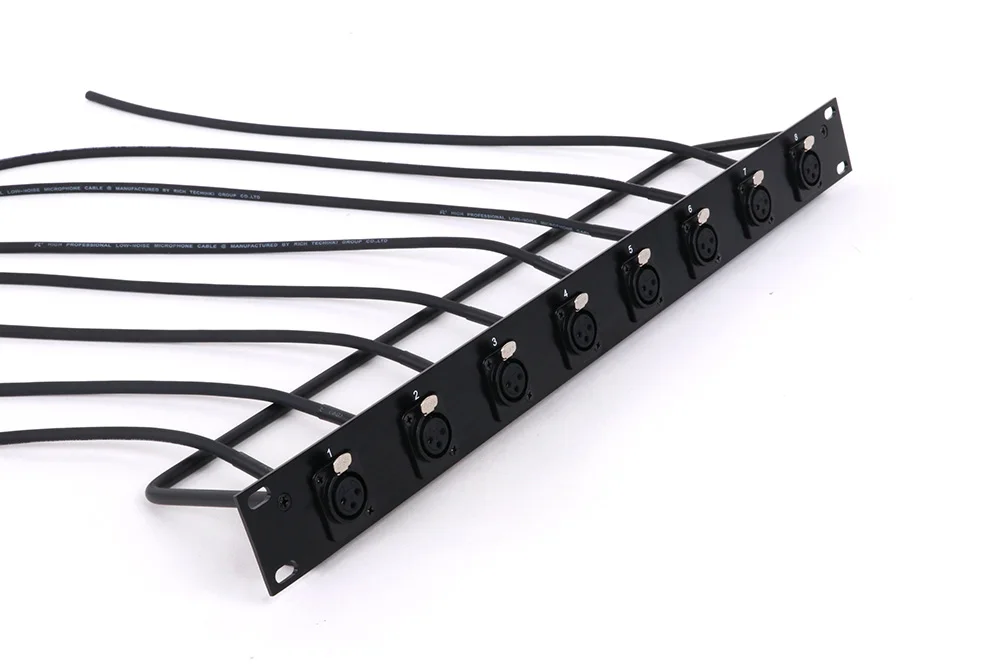 1U 8-Wege-Schrank XLR Audio Jumper Rack, 8-Loch 3Pin XLR Buchse Panel Mount MIC Buchse + Audio Verlängerung Kabel Open End Stecker – Detail 6
