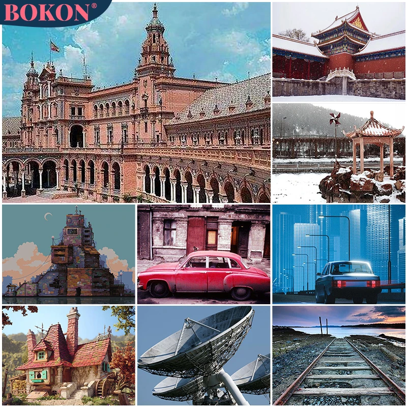 

5D Diamond Painting House Car Snow Landscape Resin Diamond Cross Stitch Landscape Painting Diamond Mosaic DIY Home Decoration