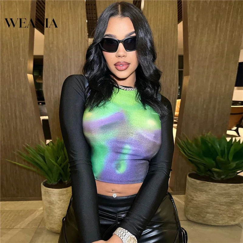 

Women's Sexy Contrasting Crew Neck T-Shirt