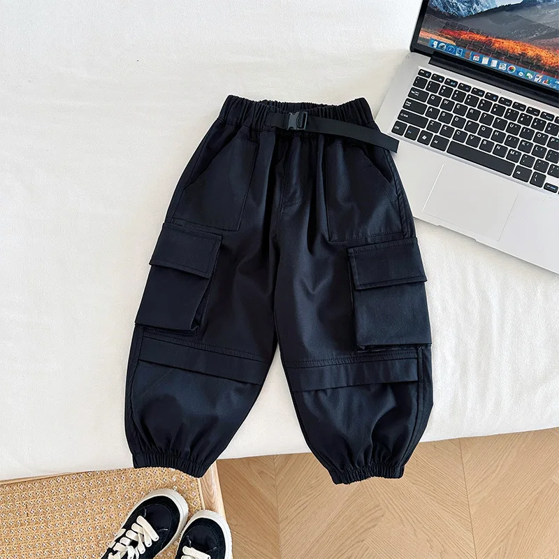 

Boy Pants 2023 New Autumn Japanese Fashion Workwear Style Casual Pants Kid Sport Pants Baby Boy Clothing Solid Cuffed Pant