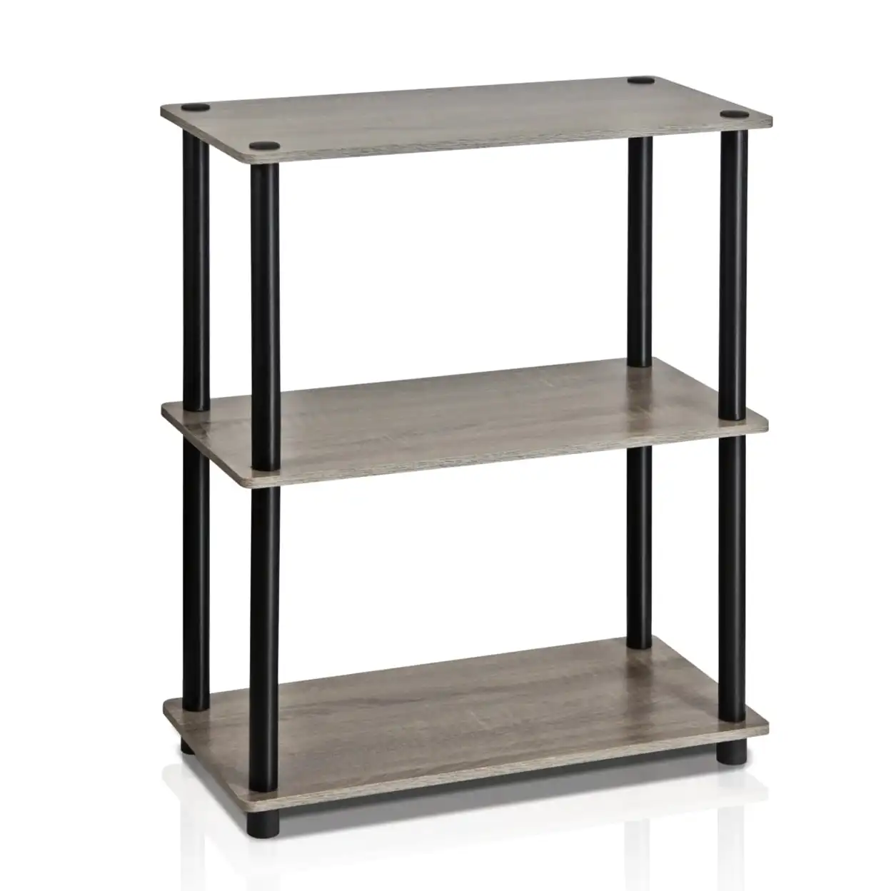 

Furinno Turn-N-Tube Wood 3-Tier Compact Shelf Display Rack in Oak Gray/Black