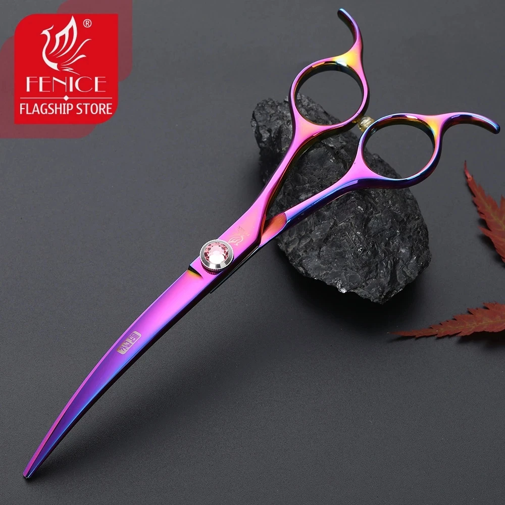 Stainless Steel 6.5 inch Curved Pet Dog Grooming Scissors Shears Pet Scissors Dogs Product Fenice JP440C