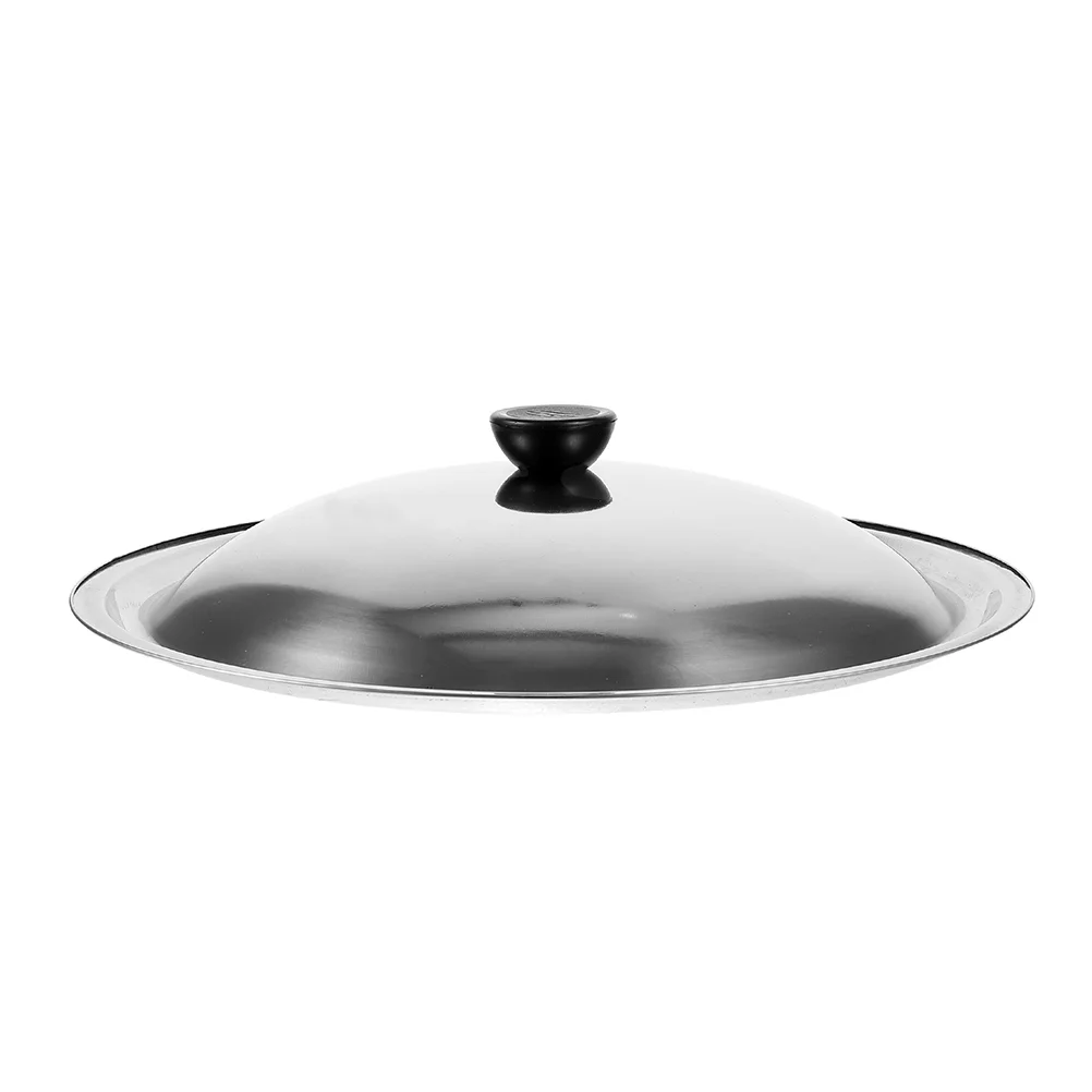Thickened Stainless Steel Lid For Cover Wok Grease Splatter Metal Cookware Parts Kitchen Utensils Sturdy Handle Wear Resistant