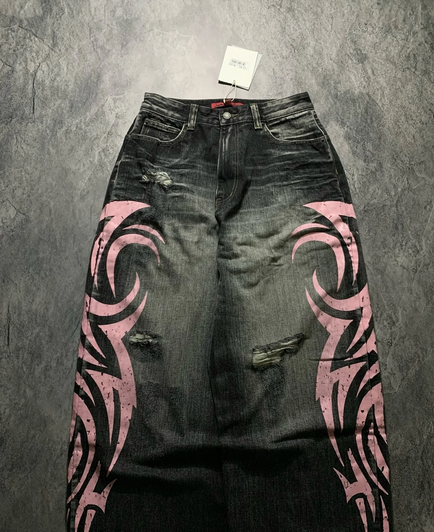 YJM with biubiu Graffiti Ruched Pants | Low-Waist Thin Long Pants