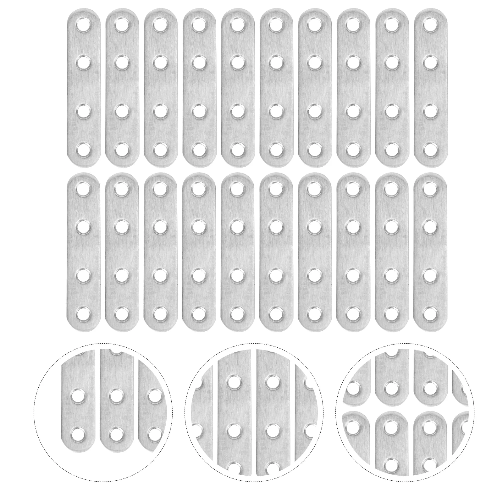 

20PCS 77mm Stainless Steel Straight Steel Brace Straight Metal Bracket Steel Straight Brace (Silver)