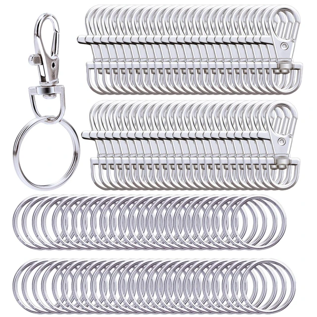 30pcs Metal Swivel Lanyard Snap Hooks and Split Key Rings Chain Hook  Keychain for DIY Key chain Making - AliExpress