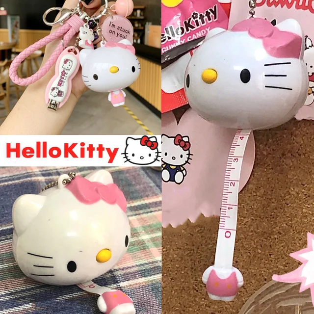 Hello Kitty Puha Vonalzó Karosszéria Mérő Aranyos Kulcs Medál Hátizsák Kétoldalas Behúzható Varró Szerszám Ajándék