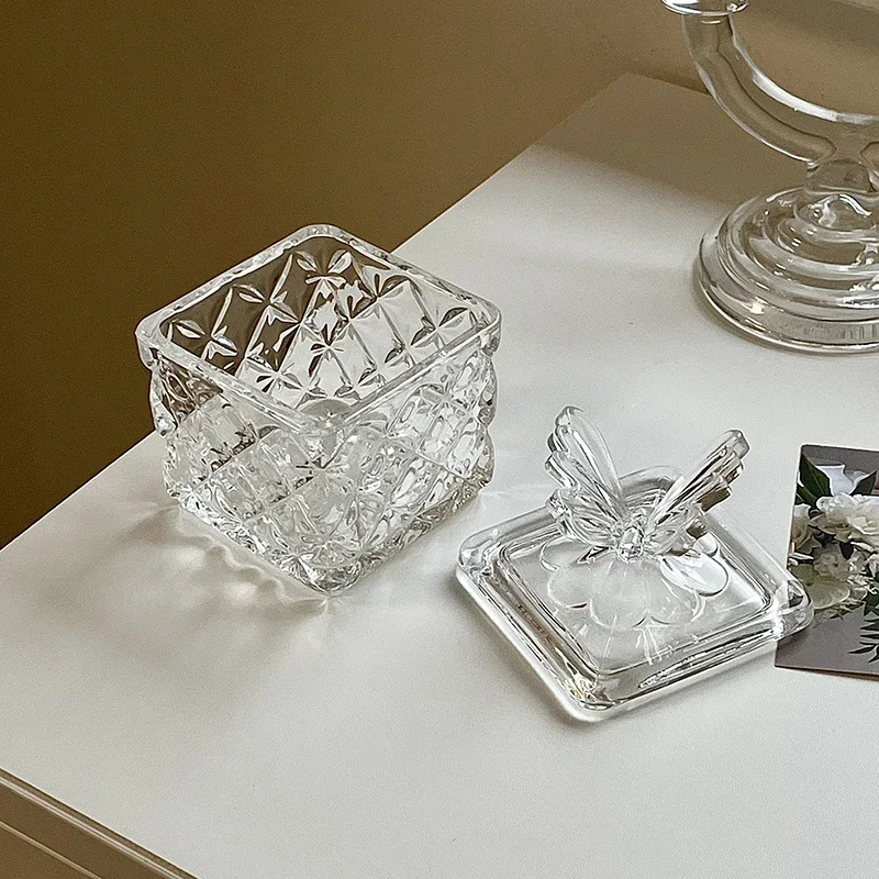 Creative 3D Butterfly Covered Glass Jar, Relief Tableware Sugar Dispenser Seasoning Jar Kitchen Supplies, Home Decor Honey Jar