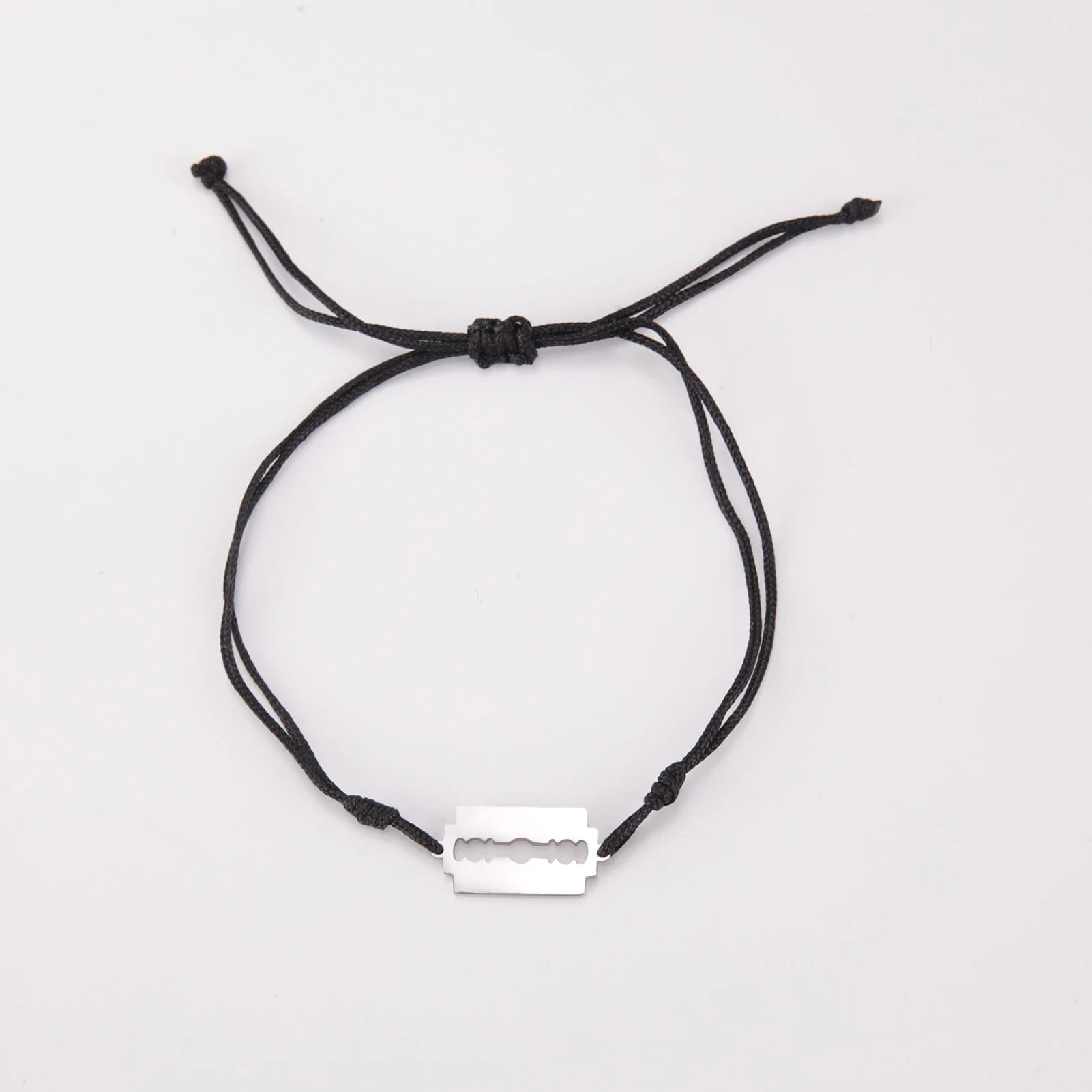 Kkjoy Edelstahl Silber Farbe Glück Rotes Seil Männlich Punk Rasierer Klinge Modell Hip-hop Armband Kette Armband Coole Schmuck geschenk – Detail 17