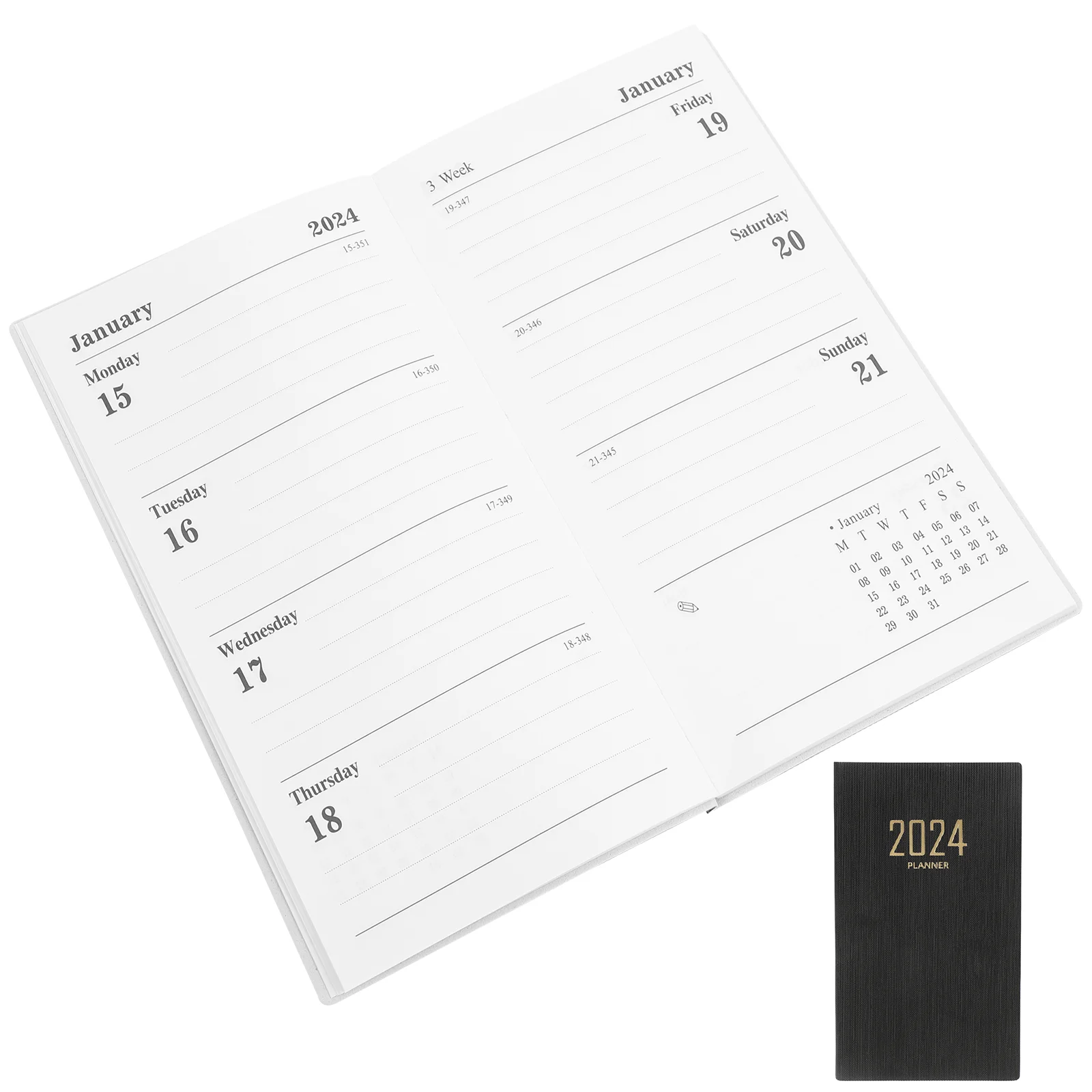 Pocket Notebook 2024 Diary English Planner Writing Academic Schedules Portable Notepad Office Accessory Work