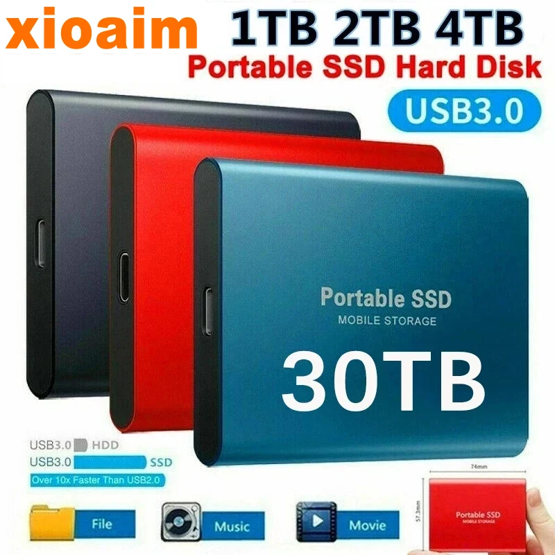 thumbnail image 1 of Para Xiaomi, disco duro externo portátil SSD de 128 TB y 64 TB, disco duro de alta velocidad de 16 TB y 8 TB para computadoras portátiles y de escritorio, 1 of 5