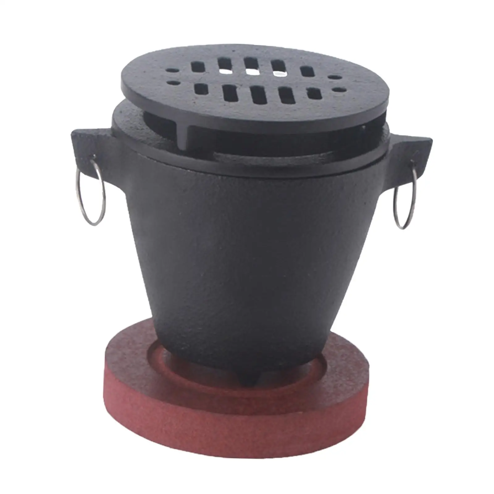 Cast Iron Hibachi Grill Camping Tabletop Fire with Wooden Base Practical Portable Heating Grill Cooker for Appetizers BBQ Cast Iron Hibachi Grill Camping Tabletop Fire with Wooden Base Practical Portable Heating Grill Cooker for Appetizers BBQ