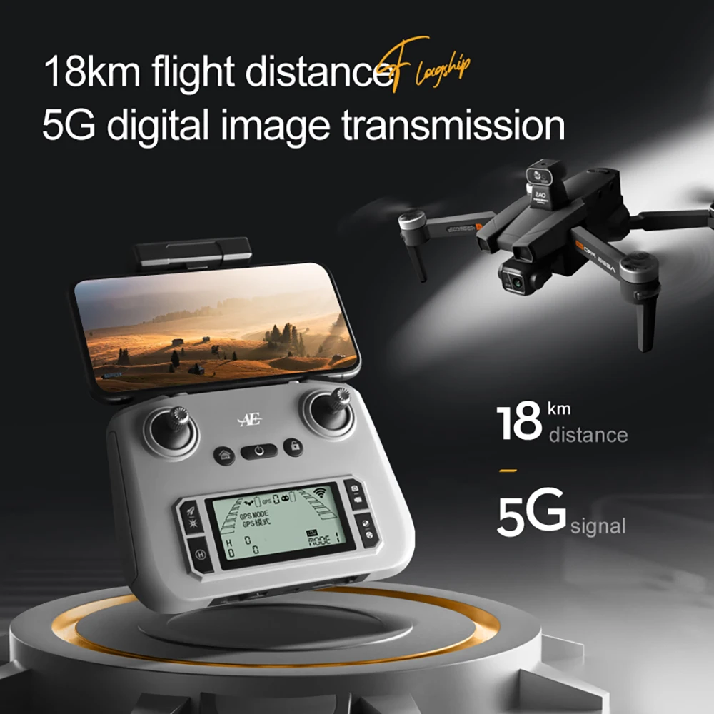 2024 New AE86Pro Max 360° Obstacle Avoidance Drone 5G Image Transmission Dron Three-Axis Gimbal 8K HD Dual Camera Quadcopter