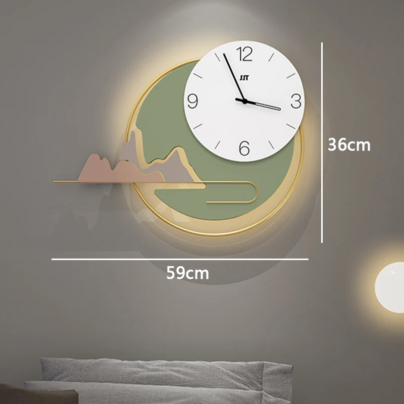 Blue Round Landscape Wall Clock C-With light  