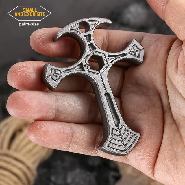 Tactical defense cross pendant, self-defense cool equipment, outdoor camping self-defense tool, exquisite small gift 1