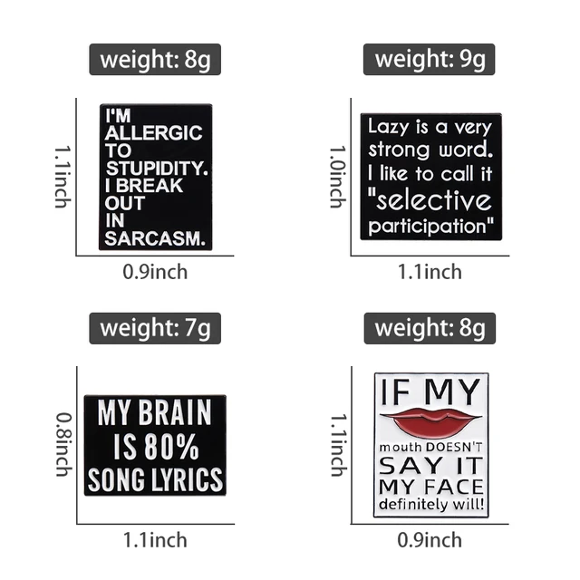 Text Quotes Enamel Pins Brooches Lapel Badges  1