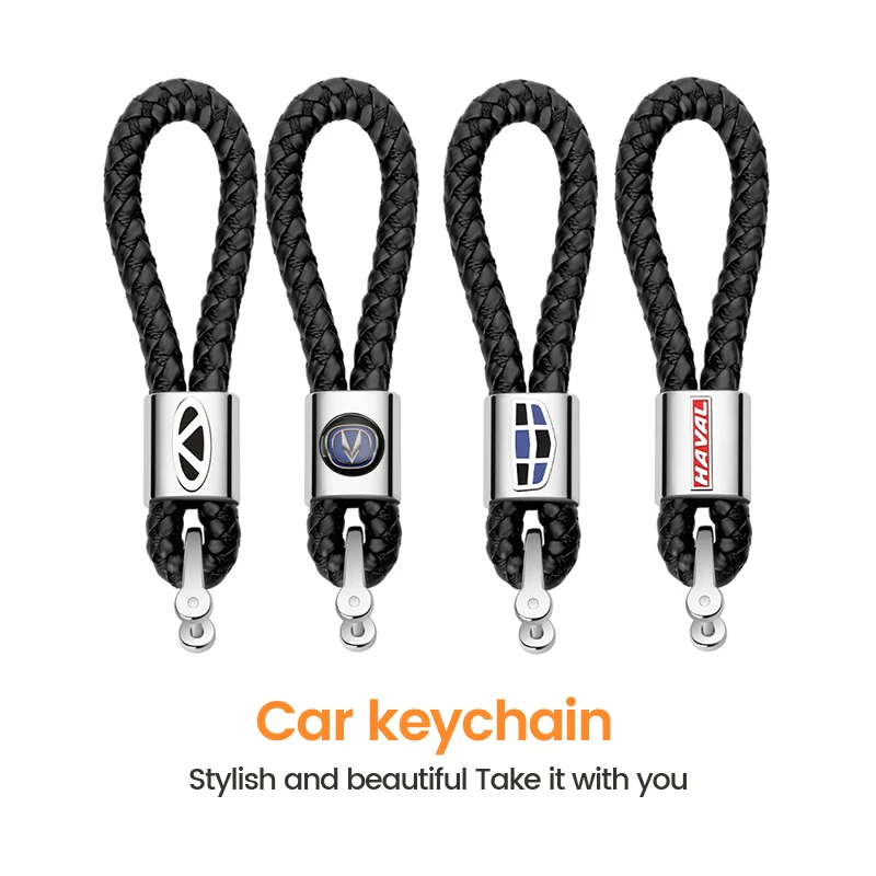WovenLeatherAlloyCarKeyChainKeyRingCarAccessoriesForAcuraBMWLincolnMercedesBenz