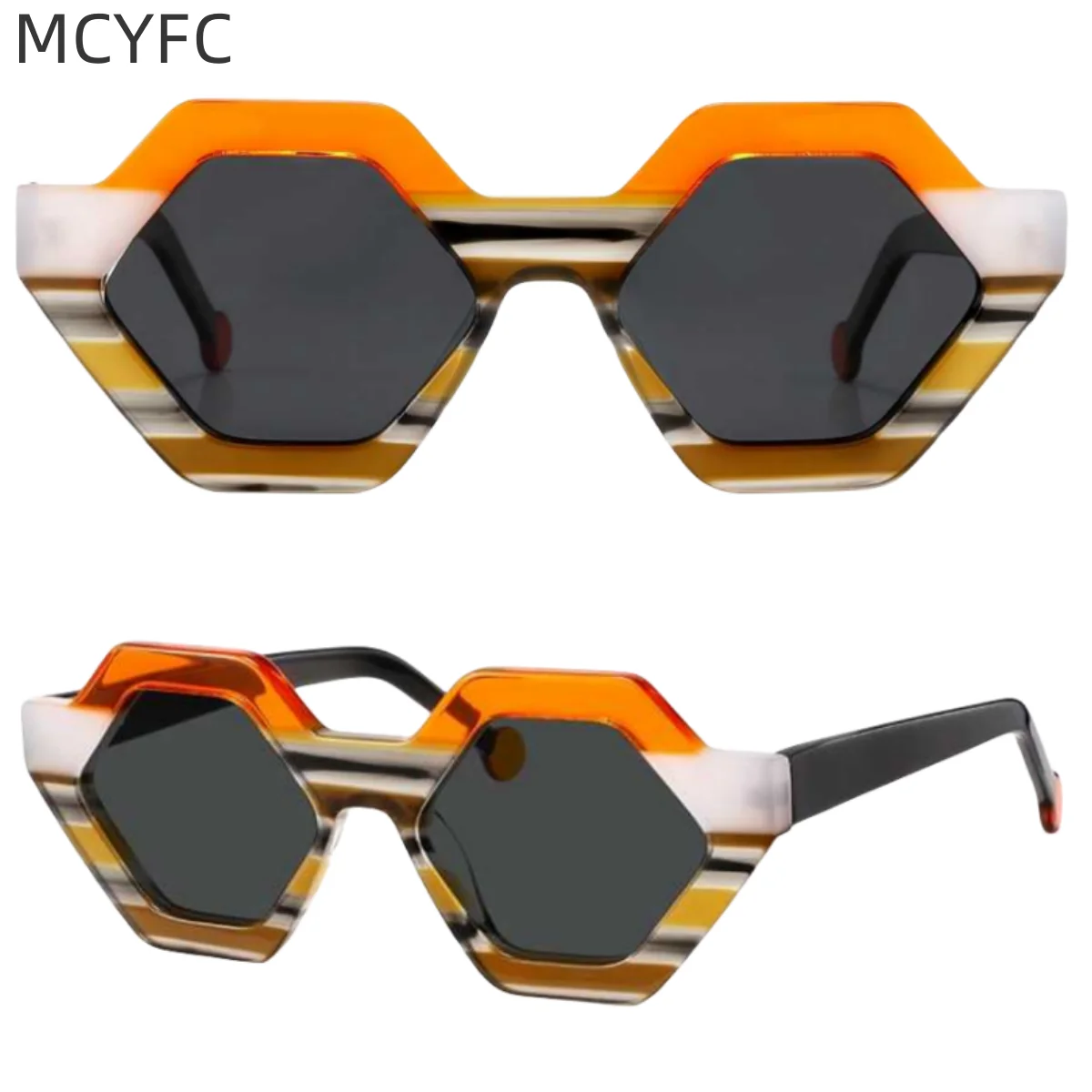 

MCYFC Irregular Sunglasses for Men Outdoor Driving Hand Made Custome Acetate Material Eyeglasses for Women Reading Sun Glasses