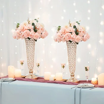 2 Crystal Vases, 20 Inches High, For Use In The Center Of Dining Tables, Wedding Anniversaries, Birthdays, And Home Decor 2