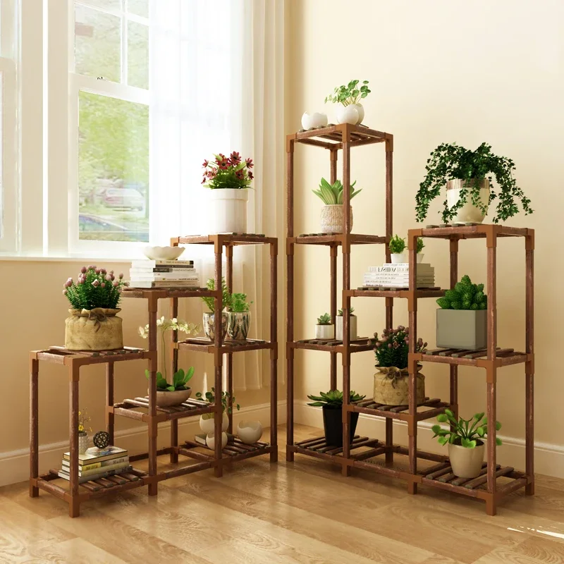 Nordic Flower Shelf Plant Stand Luxury Modern Wood Adjustable Flowers Stand Living Room Tiered Scaffale Per Piante Furniture