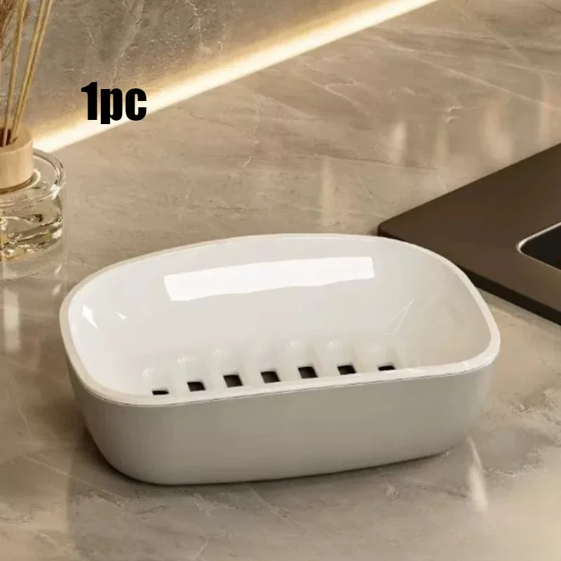 1pc Double Layer Drain Soap Box Easy Clean Keep Soap Dry Non Slip Bottom Household Bathroom Drain Storage Rack Dish Holder