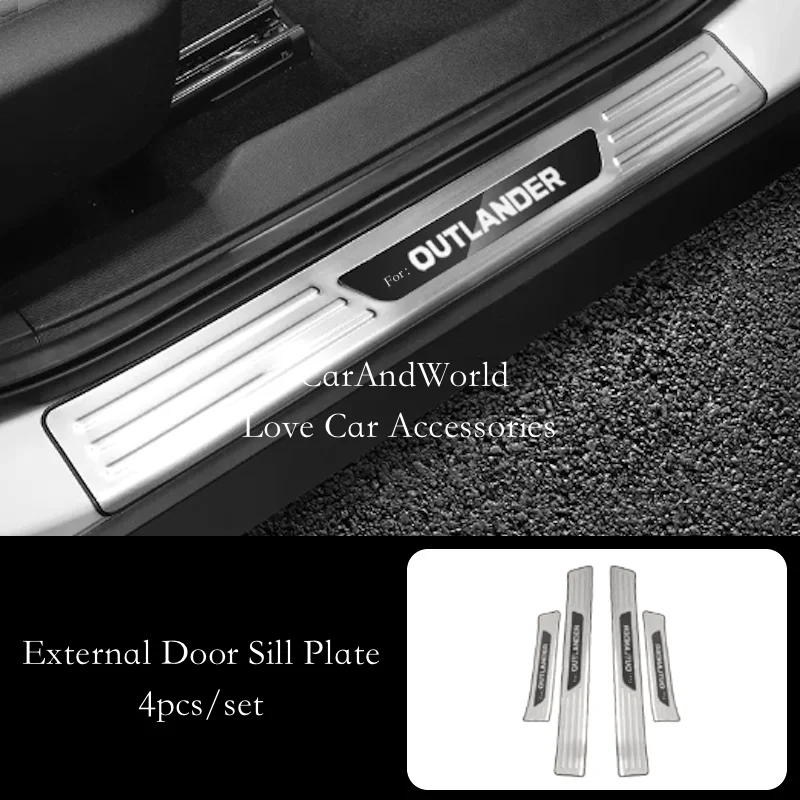 Stainless Steel Door Sill Guards For Mitsubishi Outlander 2013-2025 – 4-Piece Set, Mirror Finish - View #10