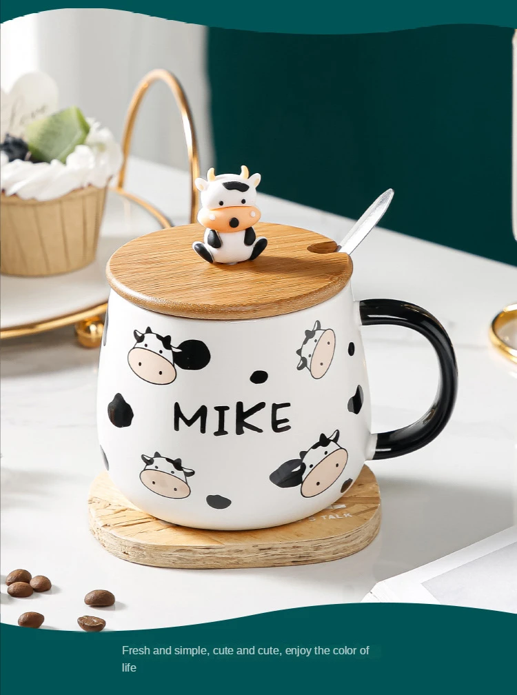 Arawat Cute Cow Coffe Mug with Lid and Spoon Cow Print Stuff Gifts 400ml  Ceramic Tea Coffee Cup Kawa…See more Arawat Cute Cow Coffe Mug with Lid and