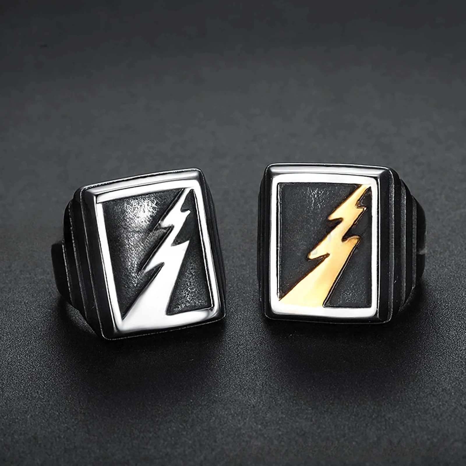 Men's Lightning Stainless Steel Ring Punk Rock Jewelry Best Gift for Party Holidays
