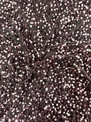Vibrant Multicolor Sequined Embroidered Velvet Fabric - 1yard (Black pink)