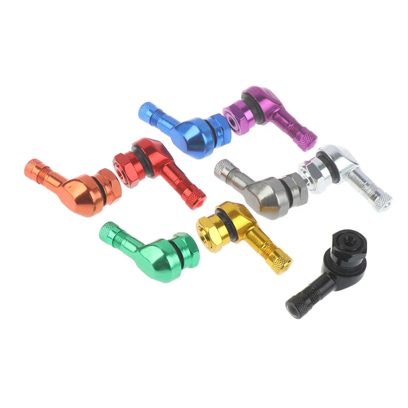 2PCS CNC Motorcycle 90 Degree Angle Wheel Tire Stem Tubeless Valve Aluminum