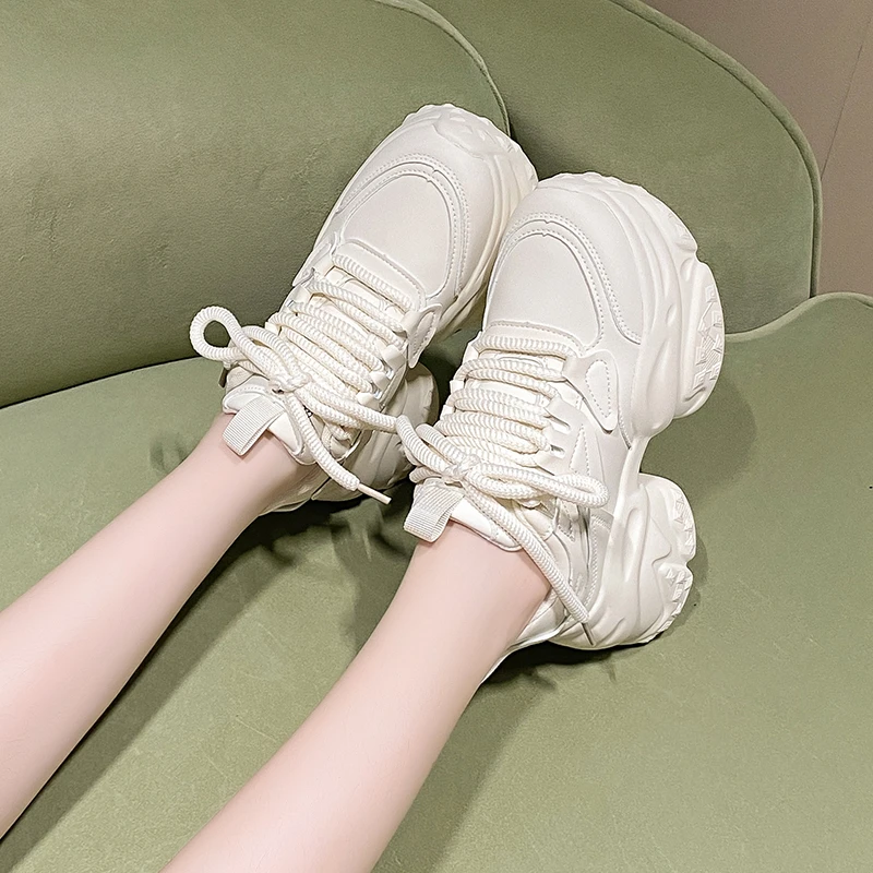 Aphixta Women Platform Sneaker Boots Brown Lace Up Autumn Winter Women Shoes Thick Botton Sole Boots Fashion Casual Shoes