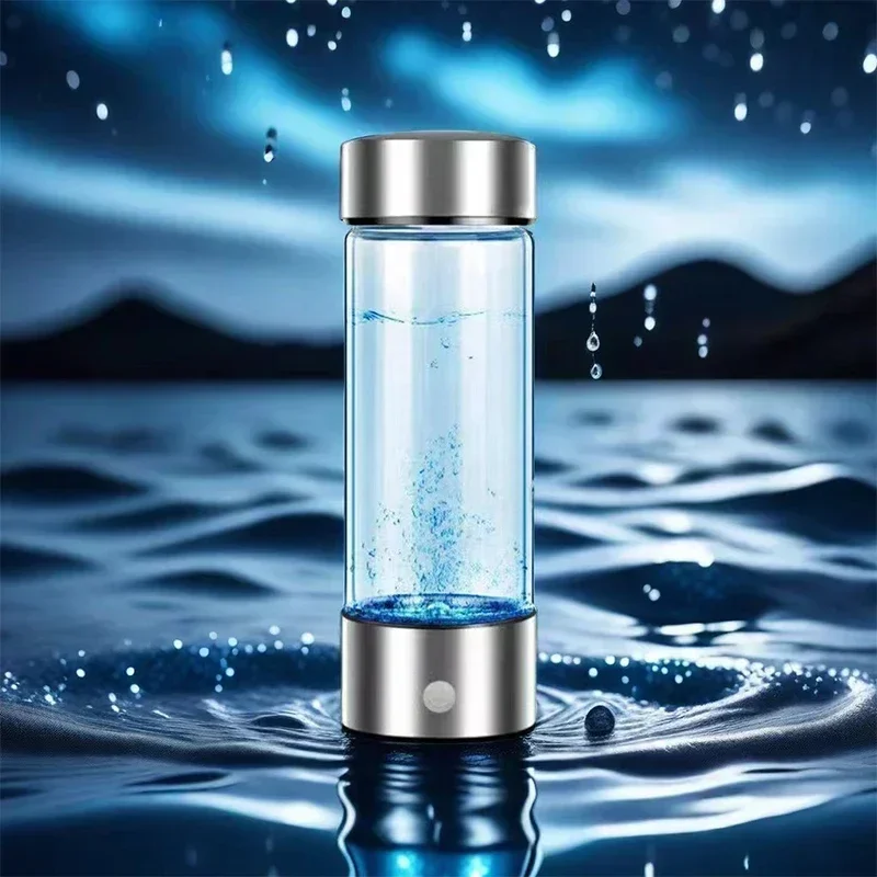 Portable Hydrogen Water Cup USB Rechargeable Electrolytic Generator with Borosilicate Glass for Home Travel Gym