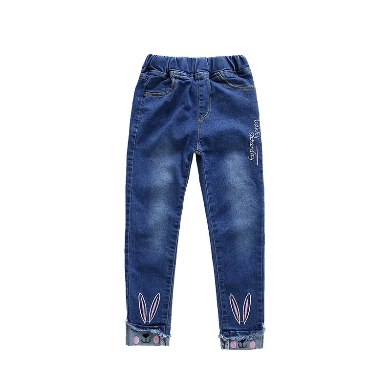 

Children's Pants Spring Autumn Girls Cartoon Casual Jeans Baby Pants 3-12 Children's Trousers Elastic Fashion All Match Jeans