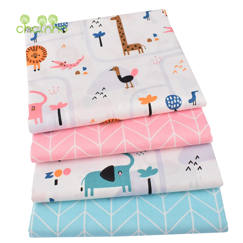 Chianho,Printed Twill Weave Cotton Fabric,DIY Sewing Quilting Material,Patchwork Cloth,8 Designs Cartoon Series,2 Sizes,15C309