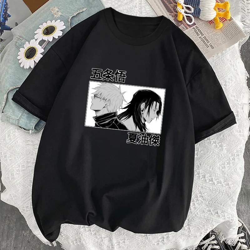 

Jujutsu Kaisen Gojo Satoru Print Anime Women T shirt O Neck Short Sleeve T shirts Summer Black New Harajuku Camiseta Hombre