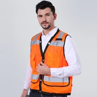Mesh Reflective Safety Vest with Pockets and Zipper