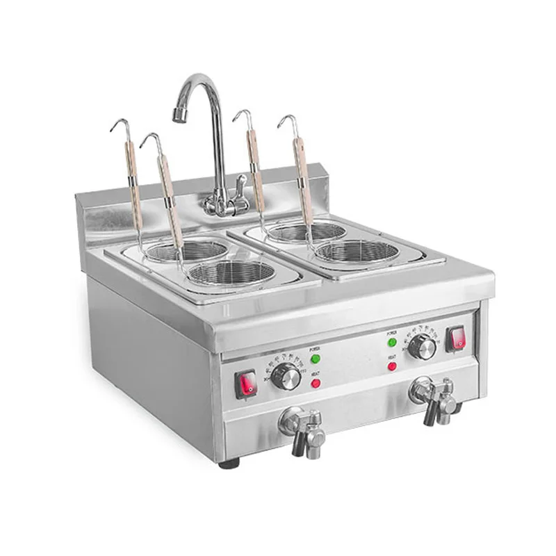 Commercial 220V 4-tank Pasta Noodle Cooker Machine Desktop Hot Dish Noodles Cooking Machine Kitchen Appliance