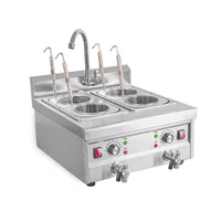 Commercial Tabletop 4 Baskets Noodle Cooker Electric 220V Pasta Boiler Cooking Machine With Drainage Faucet Stainless Steel 2