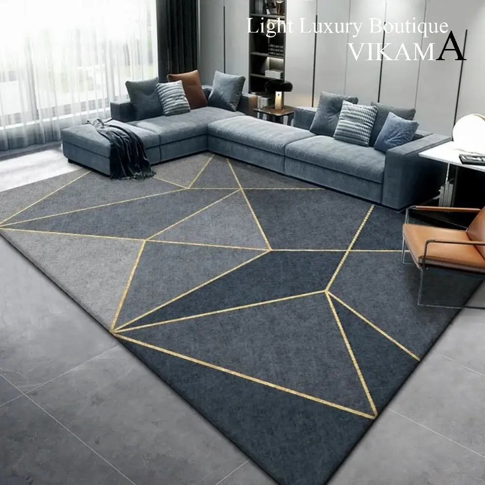 VIKAMA Geometric Line Carpet Living Room Sofa Coffee Table Mat Bedroom Full Of Bed Edge Blanket Home Crystal Velvet Mat plush rug,decorative carpet,silk wool rug,plush carpet,non slip carpet,imitated cashmere carpet,crystal pile rug,coral velvet rug